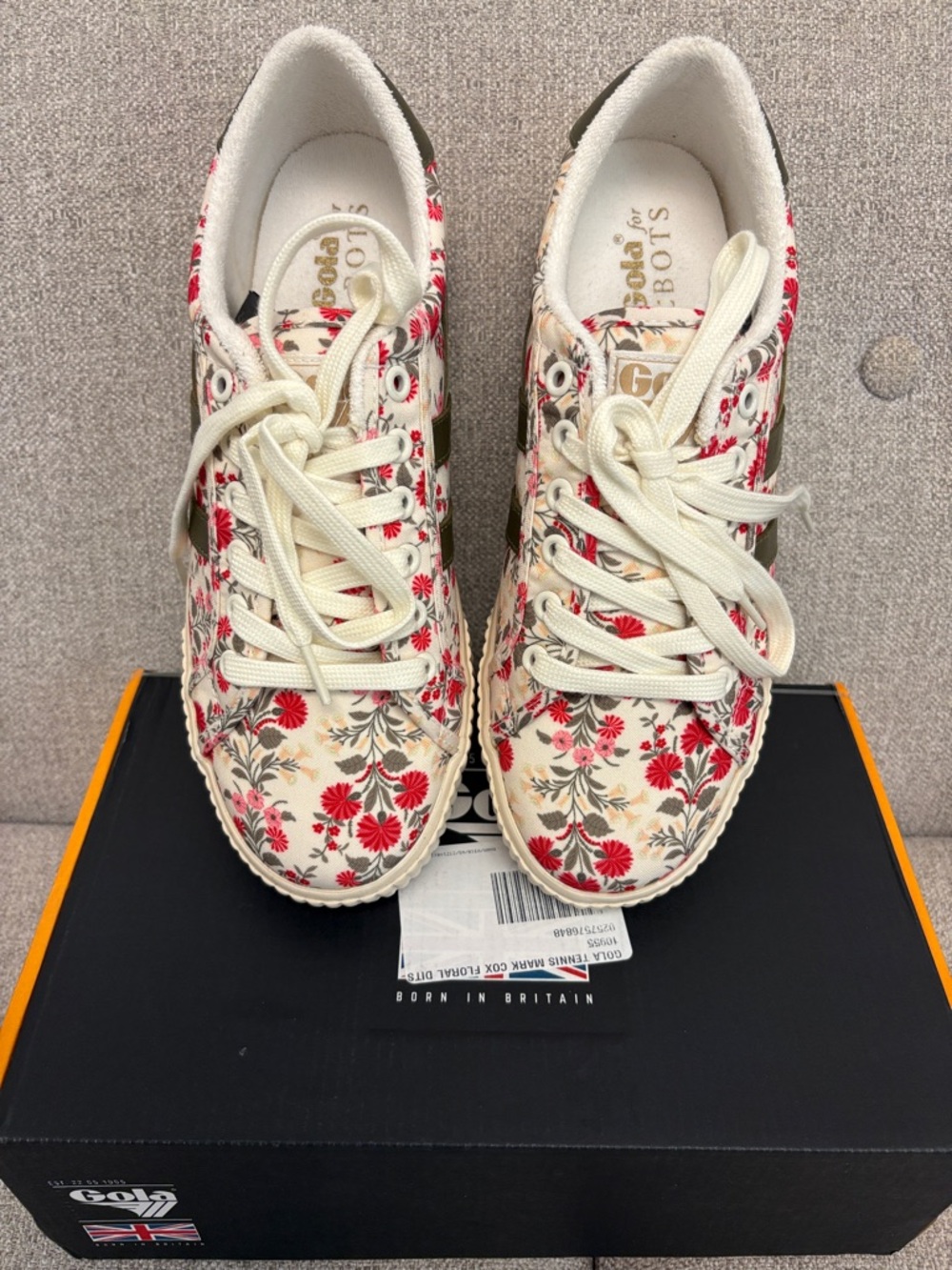 Gola Cream Sneakers with Red Floral Print